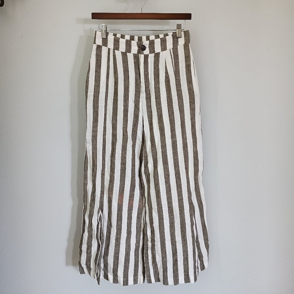 Linen Lux striped linen pants, wide leg, size M